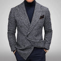 Casual Plaid Jacket Men Straight Leg Coat Green Youth Single Button Suit Collar Cotton Polyester Multi Pocket Grey Thickened ...