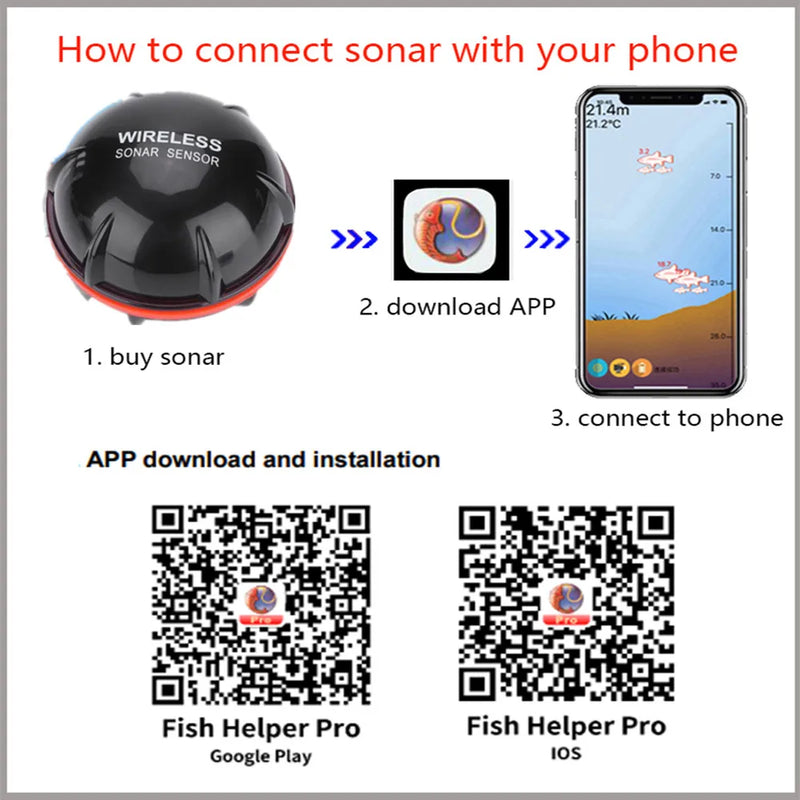 PUPOPAN 100M Smart Phone Fish Finder Sonar Bluetooth | SAMAG