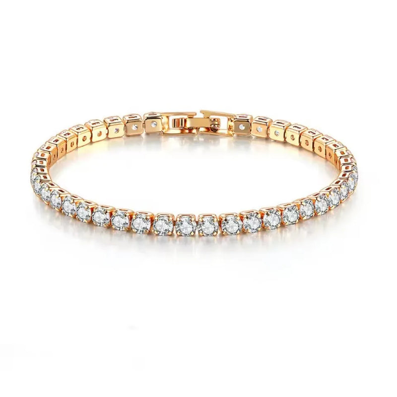 Luxury Simple Stainless Steel Single Row Geometric Square Glisten Full of Zircon Bracelet Women Men Hip Hop Fashion Jewelry Gift