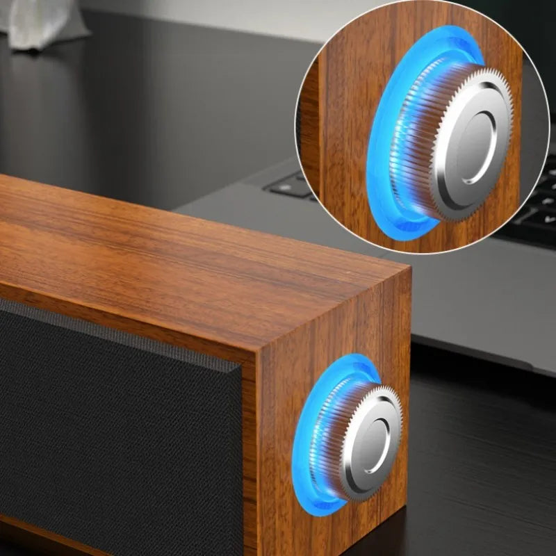 6W Wired & Bluetooth Soundbar E3090 Home Desktop Computer Speakers Dual-Speaker System Subwoofer Sound Hole USB Port 3.5mm Audio