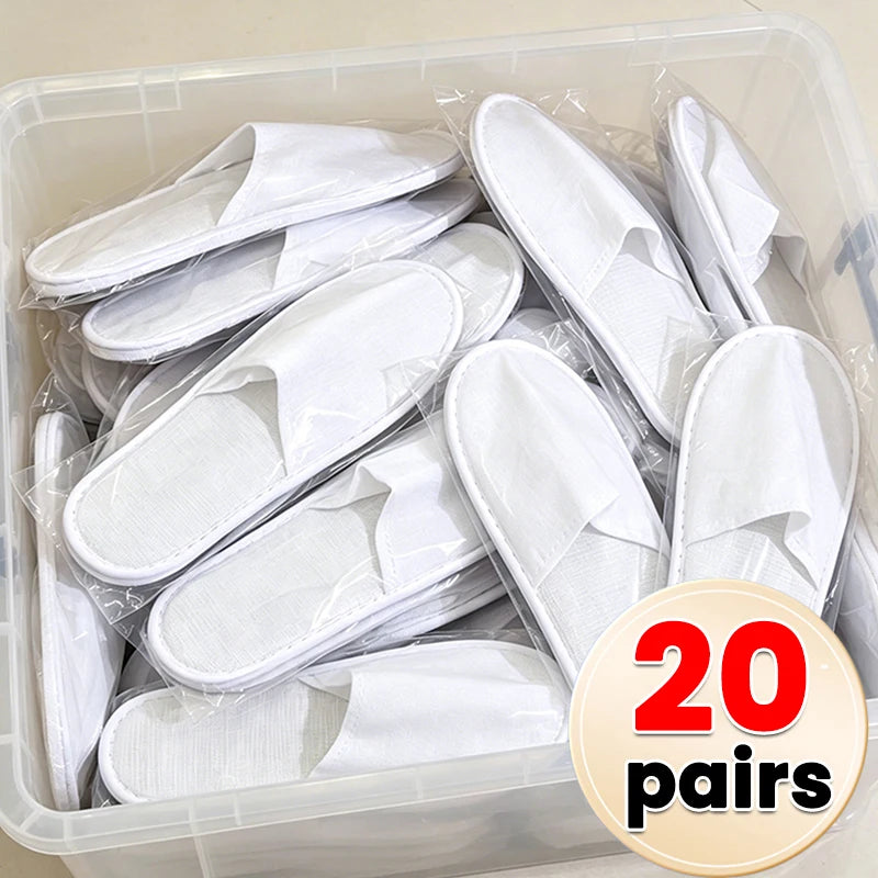 40pairs 2026 White Hotel Slipper Unisex Disposable Slippers for Home Guests Non-Slip Bathroom Spa Slippers Shoes for Men Women