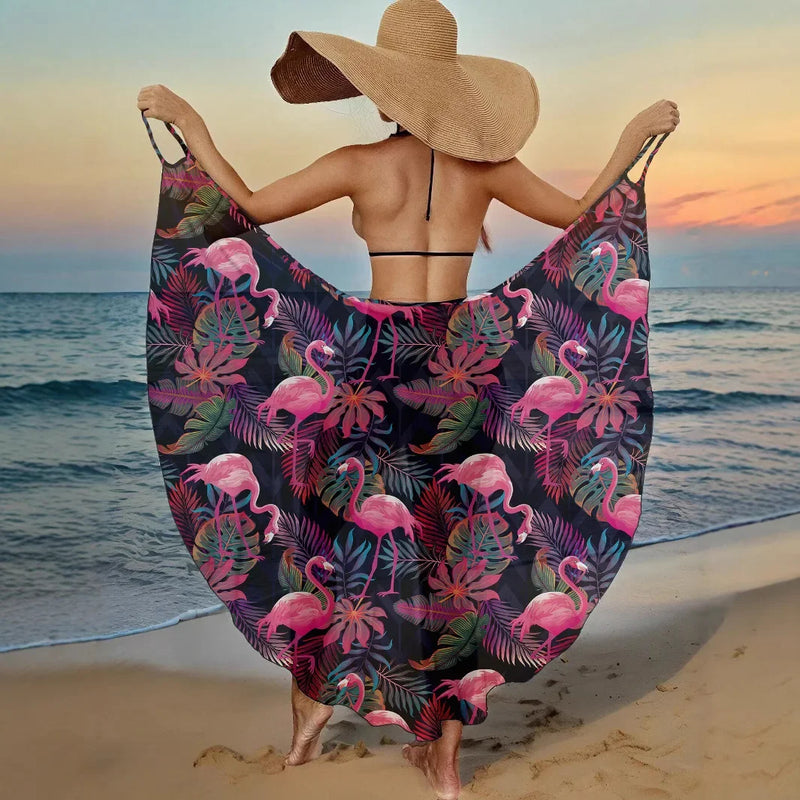 Summer Beach Cover-Ups Sexy Women Leaves Print Wrap Dress Sun Protection Bikini Cover Up Sarongs Female Bathing Suit Swimwears