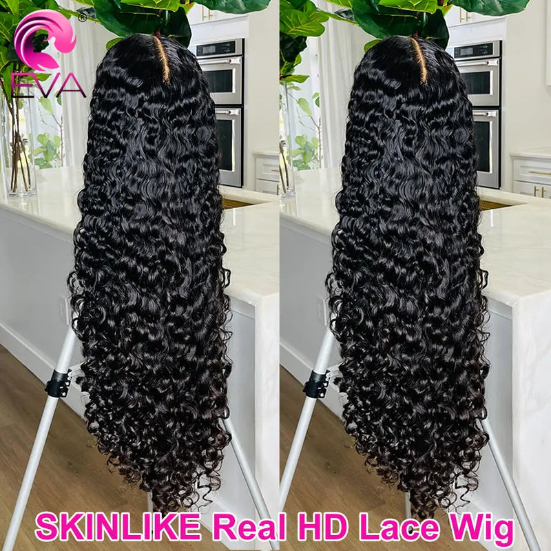 Eva 250 Density 36in 13X6 HD Lace Frontal Wig Curly Pre Plucked Bleached Knots Wigs 5x5 Glueless Ready Wear HD Lace Closure Wigs