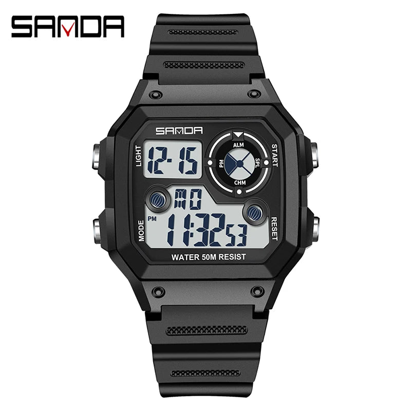 2026 SANDA 418 New Outdoor Sports Watch Men's Waterproof Countdown Digital Watch Military Men's Electronic Watch