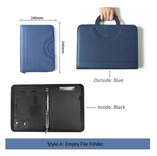 A4 Portable File Folder with Calculator Binder Organizer Manager Office Document Pad Briefcase PU Leather Padfolio Bag Customize