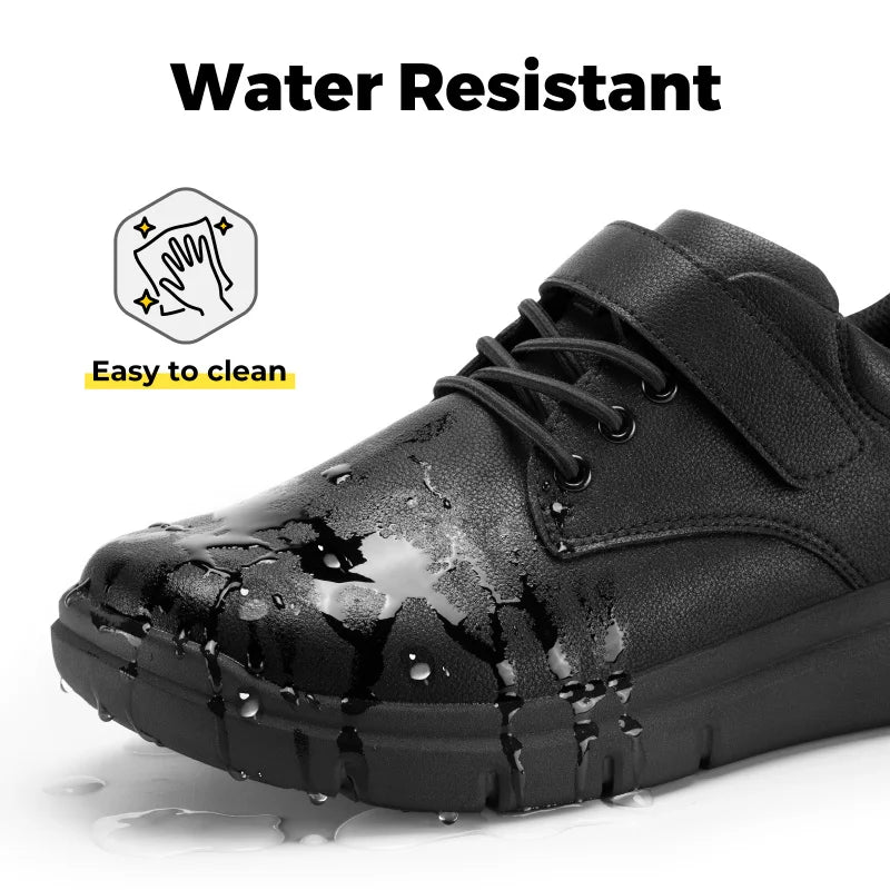 FitVille Men'S Diabetic Shoes Wide Width Leather Oxford Dress Walking Shoe Hook And Loop Orthopedic Sneakers For Swollen Foot
