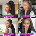 40 Inch Invisible Strap 360 Transparent Full Lace Glueless Wig Invisible Drawstring Wig Kinky Straight Ready To Wear HD Lace Front Human Hair Wigs Wear & Go