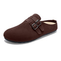 Evshine Women's Suede Clogs Slippers with Double Buckle Non-slip Beach Slides Classic Potato Shoes Comfy Soft Insole Flat Mules