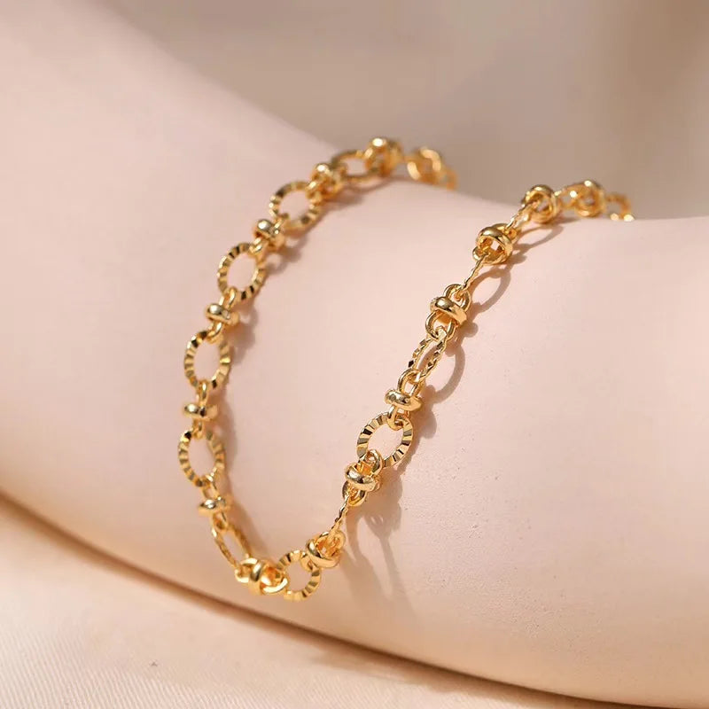 Hot luxury 18k Gold Filled creative Chain Bracelets for Women fashion Wedding accessories Party Gifts designer jewelry 18+4cm