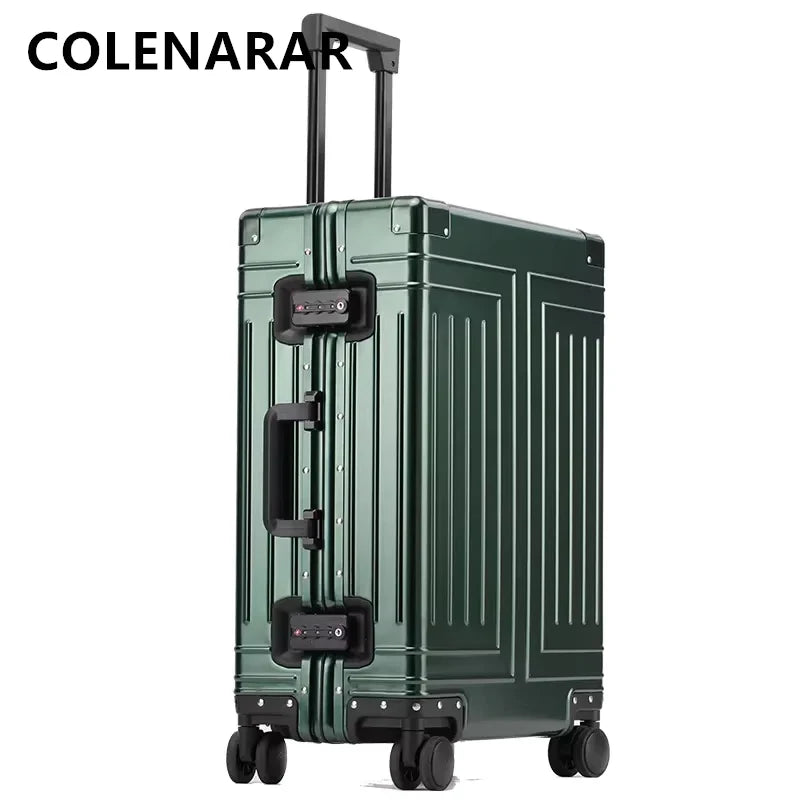 COLENARA 20"24"26"29 Inch Rolling Luggage Large Capacity Trolley Case Men's Suitcase Full Aluminum Magnesium Alloy Boarding Box