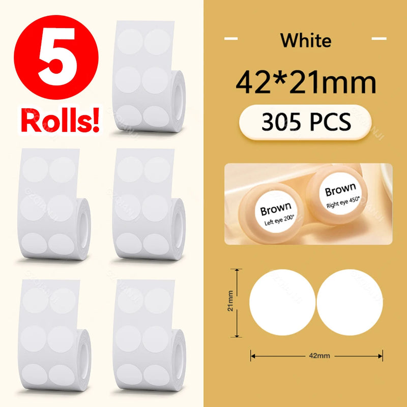 5 Rolls 30-50mm Thermal Label Paper Rolls White Color Waterproof for Niimbot B1 B21 B203 B3S Label Printer Barcode Name Printing