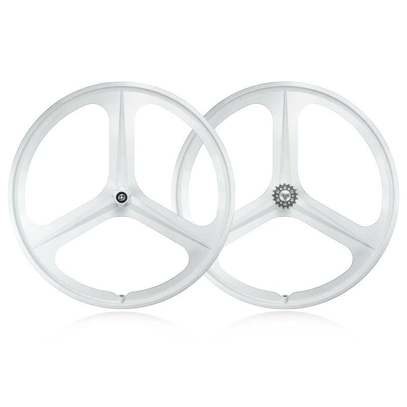 700C 3-Spoke One-Piece Wheelset Magnesium Alloy Road Bike Wheels for Fixed Gear Bicycle Front Rear Rim Bearing Hub Bicycle Parts