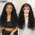 26 Inches Synthetic Cornrow Braided Wig 13x6 Lace Frontal Curly Braiding Wig African Braids Hair Wigs for Black Women