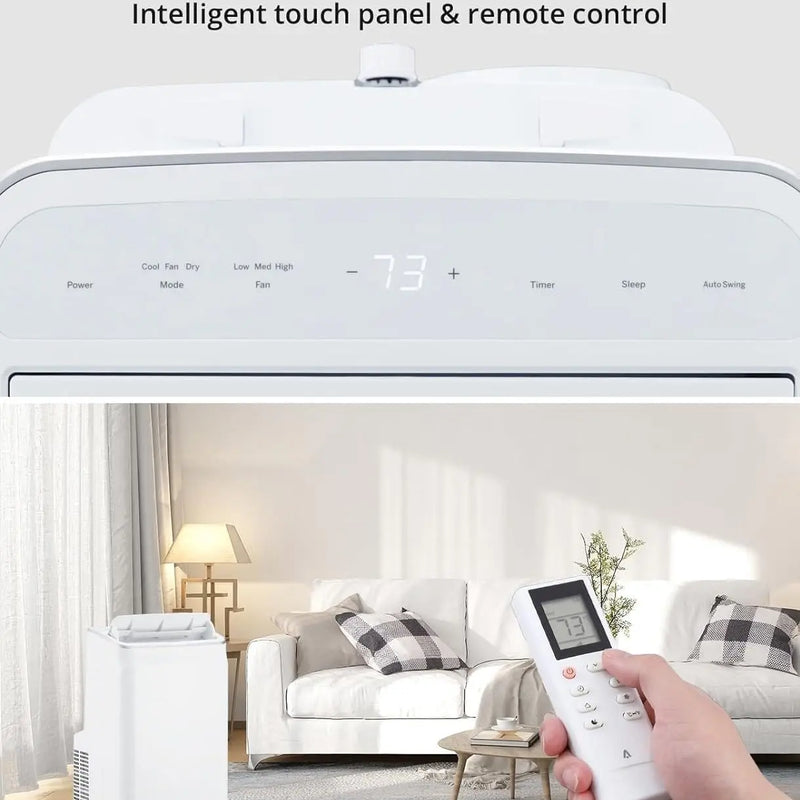 12000 BTU Portable Air Conditioner Free Standing AC Unit With Remote Control Dehumidifier Fan Auto Swing And Smart Sleep Mode Quiet Operation For Rooms Up To 500 Sq Ft White