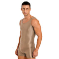 Swimwear Mens Glossy Stretchy Swimsuit U Neck Tank Leotard Jumpsuit Bodysuit Mankini Bodybuilding Fitness Exercise Swimming Suit