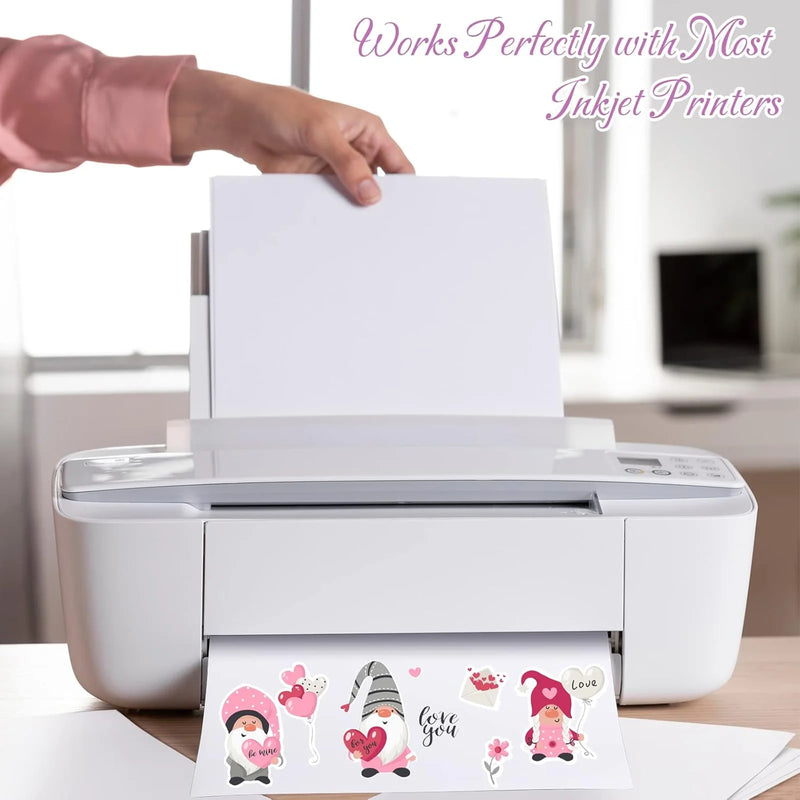 A4 Size Matte White Printable Vinyl Sticker Paper 8.3×11.7 inch Self-Adhesive Inkjet Compatible Tear-Resistant Labeling Paper