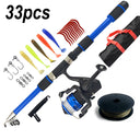 33pcs Beginner Fishing Combo 1.8m - Kids Telescopic Rod, Reel & Accessories for Outdoor Lake & Pond Fishing