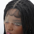 Braided Wigs Black 26inch Two-strand Swallowtail Braid Synthetic Lace Front Wig for Women  Box Braids Wig Lace Front for Daily