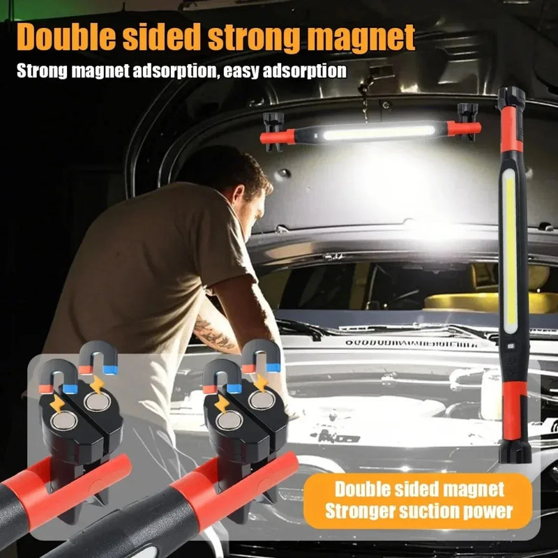 Super Bright Magnetic Work Light Built-in 5200mAh Rechargeable Battery Underhood Work Lamp Bar For Car Repair Outdoor Lighting