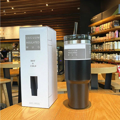 30oz Stainless Steel Thermos Mug With Straw Car Insulated | SAMAG