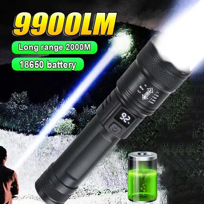 9900LM Powerful LED Flashlight Battery Display USB | SAMAG