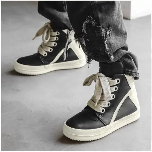 High-top Long Boots, Men's Autumn and Winter Shoes, High Street Niche Retro Motorcycle Versatile Sports Casual Sneakers
