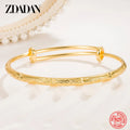 ZDADAN 925 Silver 18K Gold Simple Adjustable Bracelet Bangle For Women Wedding Fashion Jewelry