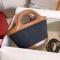Elegant Mini Tote Bag with Leather Edges & Unique Cutout Handle