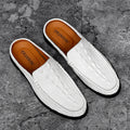 Summer Classic Half Shoes men Genuine Leather Crocodile pattern man Half Slippers Casual Outdoor Mules Non-slip Moccasins hombre