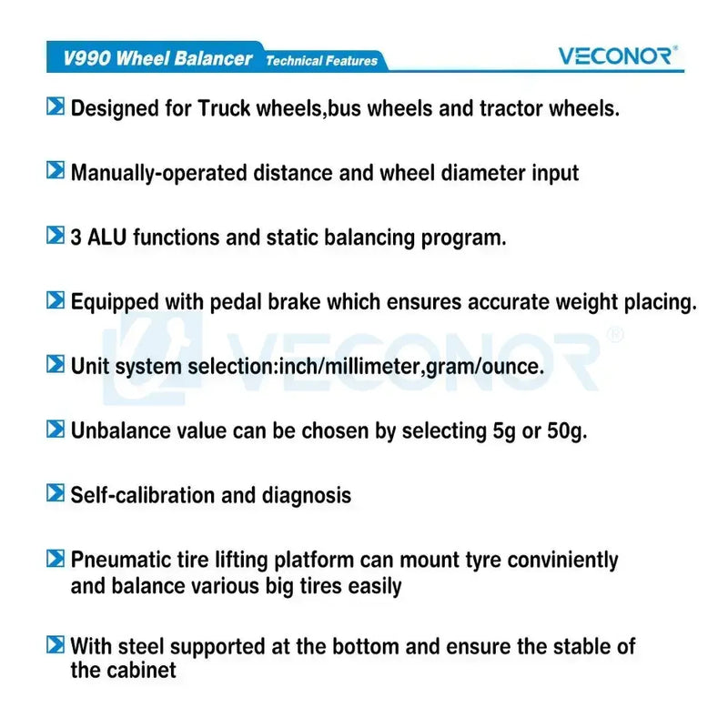 Semi-Automatic Truck Wheel Balancer with Wheel Lift Suitable for Truck Bus Tractor Wheels Rims up to 26" - V990