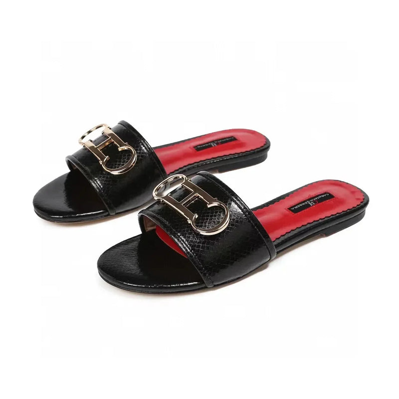 CH 2025 Summer New Women's Leisure Sandals Women's Slippers Simple Solid Colour Design Daily Style Fashion Women's Slippers