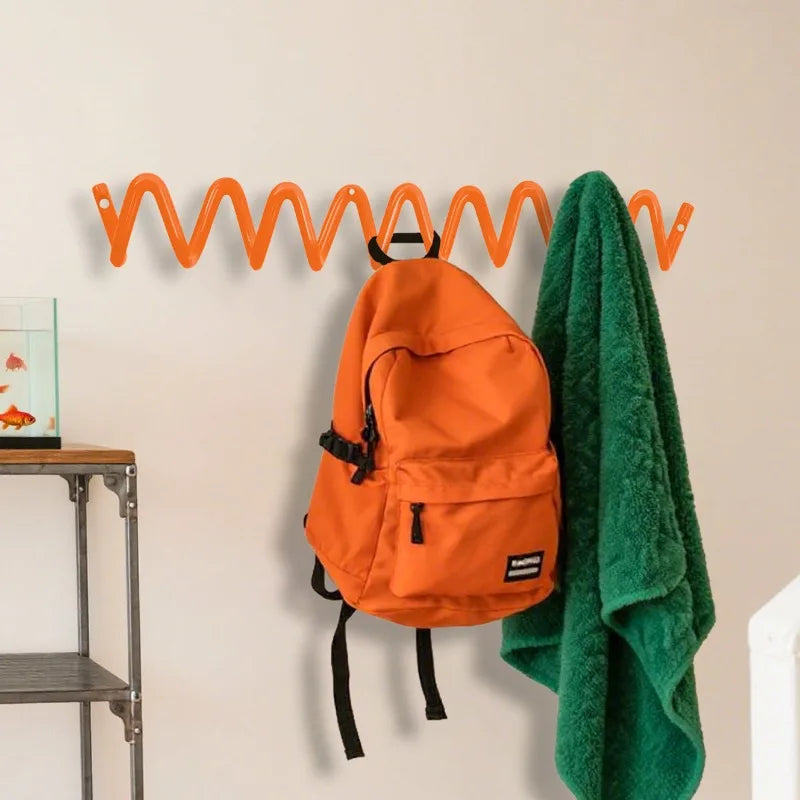 Wall Mounted Coat Rack Iron Clothes Hanger Modern Hall Wave Clothing Racks Aesthetic Wall Organizer Hook Living Room Furniture