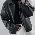 Mauroicardi Spring Autumn Cool Luxury Short Black Soft Light Pu Leather Jacket Men Zipper Casual Mens Jackets and Coats Fashion
