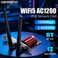 AC1200 WiFi 5 PCIe Wireless Network Card Dual Band 2.4G/5GHz Bluetooth 4.0 1200Mbps Adapter For Desktop PC Windows | SAMAG