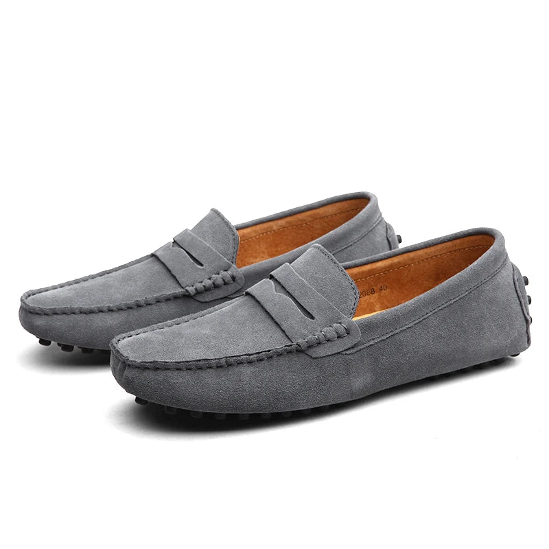 Men's Suede Leather Penny Loafers Casual Driving Moccasins Slip-On Boat Shoes Plus Big Sizes 49 50 51 52 53