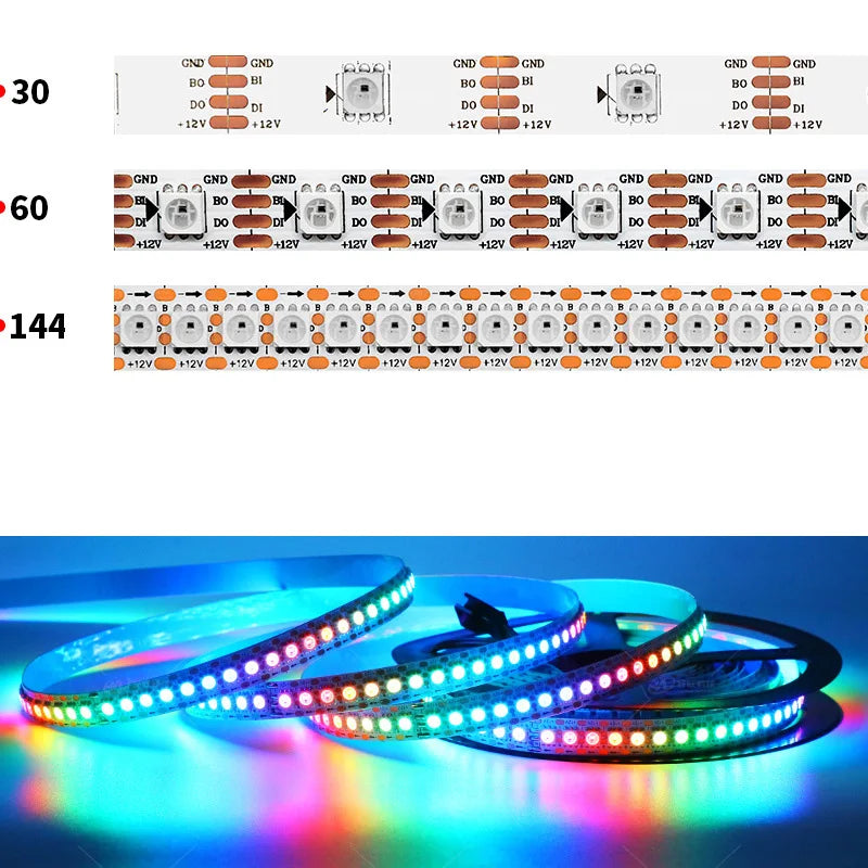 SK6812 RGBW Led Strip Light 4 in 1 Similar WS2812B 1m 5m 30 60 144 LEDs Individual Addressable RGBWW Led Lights IP30 65 67 5V12V