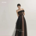 OLOEY One Shoulder Fairy Black Evening Dresses Wedding | SAMAG