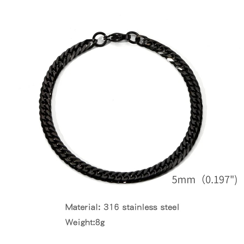 Gold Color Stainless Steel Cuban Chain Men's Bracelet Simple Retro Bracelet For Women Hip Hop Jewelry Trend Accessories Gift