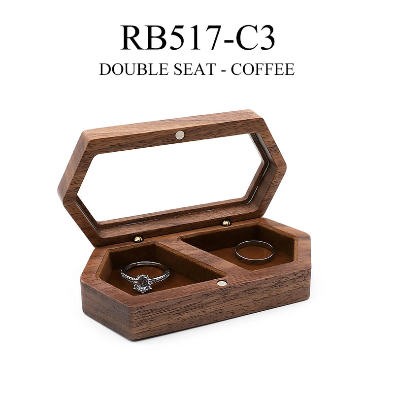 Ring Box Jewelry Storage Engagement Wedding Ceremony Ring Customize Proposal Ring Rustic Wedding Gift for Girl Walnut Wood
