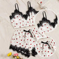 Pajama Suit Women Fashion V-Neck Stretch Satin Lace Sexy | SAMAG