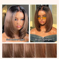 Nadula 13x4 7X5 Chestnut Brown BOB Wig Yaki Straight Pre-Bleached Knots Pre Cut HD Transparent Lace Human Hair Wig Ready to Wear