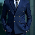 Fashion New Men's Leisure Boutique Business Banquet Solid Color Wedding Double Breasted Slim Fit Suit Blazers Jacket Pants