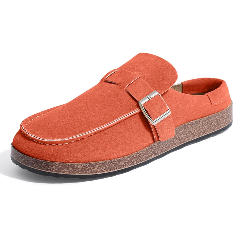 Evshine Women's Fashion Clogs Slippers with Adjustable Buckle Soft Insole Men Flat Mules Suede Beach Shoes Comfy House Slippers