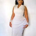 Luxury Pearl Decal Decoration Wedding Dress Long Sleeved | SAMAG