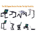Adjustable Laptop Desk Stand Cooler Fan Portable Ergonomic Lapdesk for Bed Sofa PC Notebook Table Desk with Mouse Pad Aluminum