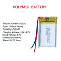 3.7V 250mAh 502030 Polymer Lithium Ion Rechargeable Battery for Toys,LED Lights,bluetooth Speakers,Selfie Stick Batteria