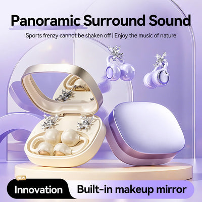 Bluetooth 6.0 Open-Ear Headphones with Makeup Mirror | SAMAG