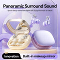Bluetooth 6.0 Open-Ear Headphones with Makeup Mirror, Detachable Diamond Audífonos, 20Hz Bass Earphones for Women & Girls