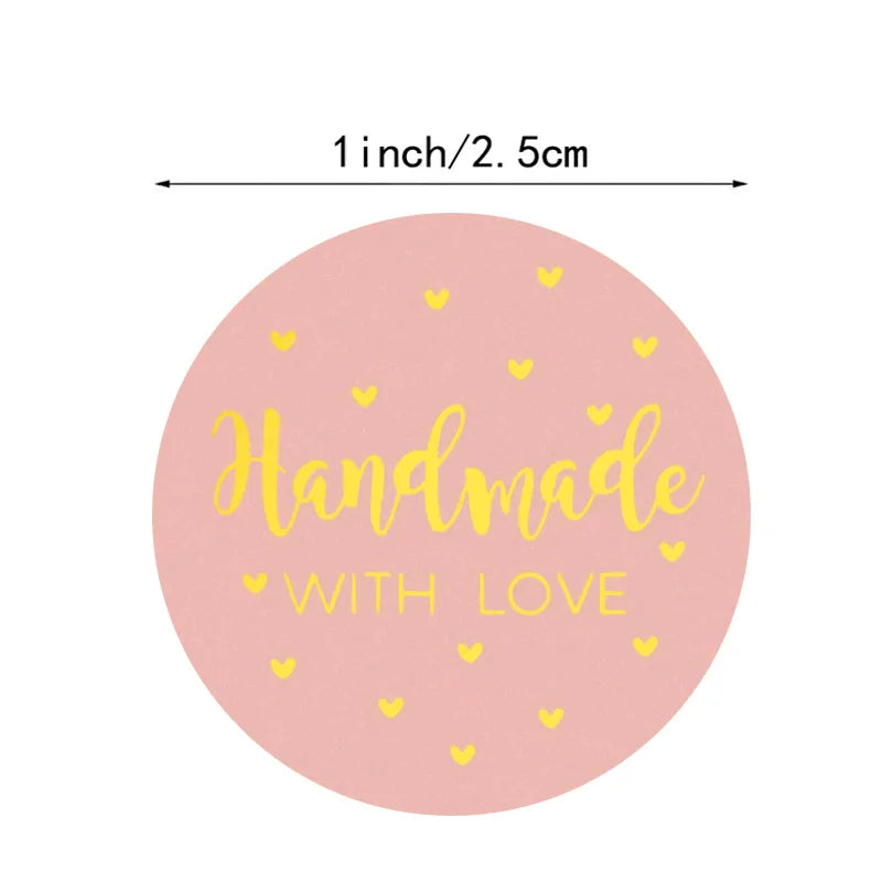 Round Pink Business Label Stickers Paper Cute Thank You - View 4 | SAMAG