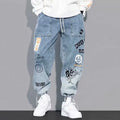 Korean Clothing Men Letter Printed Jeans High Waisted | SAMAG